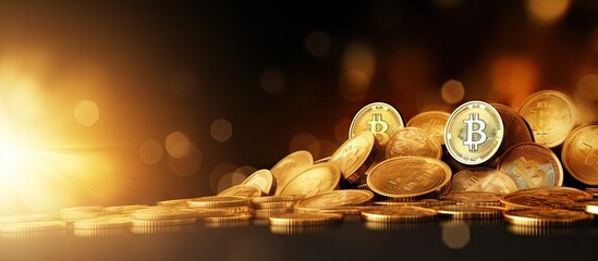 Poster - Background material with Bitcoin and empty space