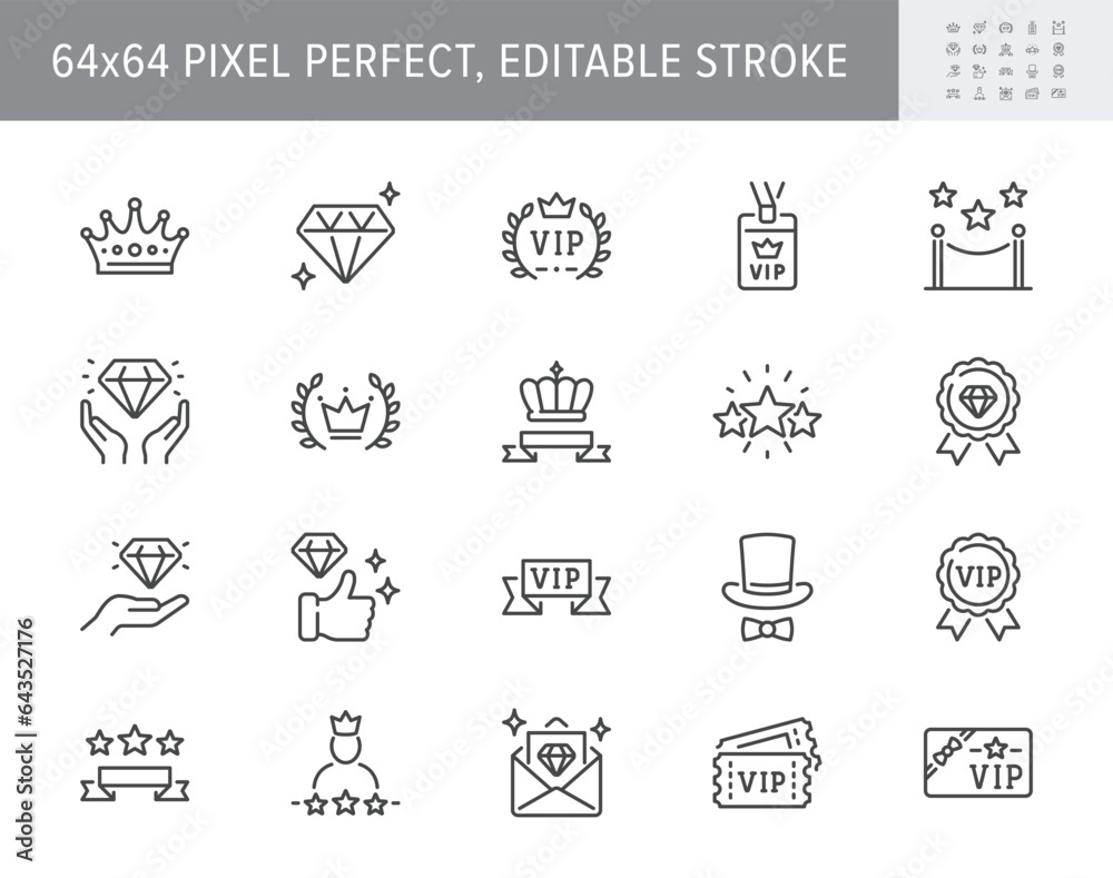 Vip Line Icon VIP line icons. Vector illustration include icon - benefit, ribbon ...