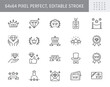 VIP line icons. Vector illustration include icon - benefit, ribbon, diamond, quality, crown, laurel, victory, star outline pictogram for privilege person program. 64x64 Pixel Perfect, Editable Stroke