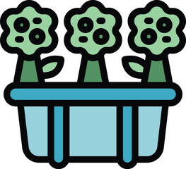Canvas Print - Eco flower icon outline vector. Garden plant. House nature color flat