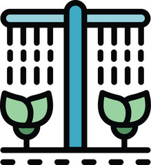 Poster - Automated plant watering icon outline vector. Digital farm. Smart production color flat