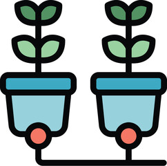 Poster - Smart plant pot icon outline vector. Digital future. Sensor data color flat