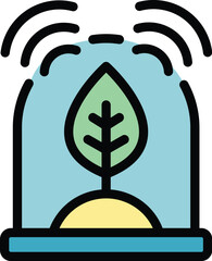 Poster - Plant sensor icon outline vector. Farmer technology. Smart data color flat