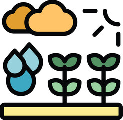 Poster - Sensor of sun and water icon outline vector. Digital future. Food plant color flat