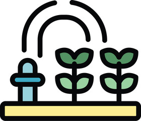 Poster - Modern farm icon outline vector. Drone system. Digital future color flat