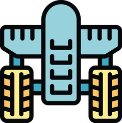 Poster - Farm wheel robot icon outline vector. Drone innovation. System tablet color flat