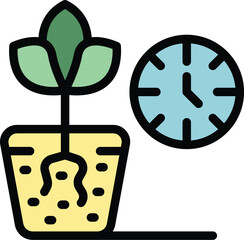 Poster - Control data plant icon outline vector. Farm drone. Smart app color flat