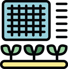 Sticker - Solar panel icon outline vector. Digital future. Smart data color flat