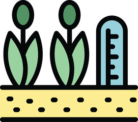 Poster - Smart plant control icon outline vector. Data sensor. Organic work color flat
