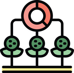 Poster - Organic smart control icon outline vector. Digital future. Plant sensor color flat