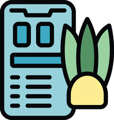 Poster - Phone plant control icon outline vector. Farm tablet. Robot data color flat
