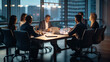 © PETR BABKIN - teamwork. a group of businessmen stayed up late in the office, solving urgent problems. Generative Ai