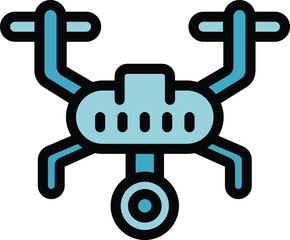 Sticker - Farm drone icon outline vector. Digital farm. System data color flat