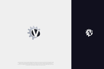 Wall Mural - Initial V and Gear Logo design template industry company logo. letter V and gear combination 