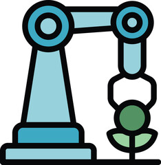 Poster - Hand robot icon outline vector. Drone system. Sensor plant color flat