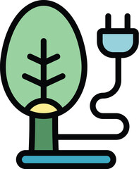 Sticker - Eco energy plug icon outline vector. Bio fuel. Power plant color flat