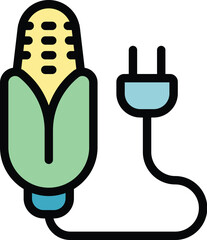 Poster - eco safe energy icon outline vector. ecology plant. power resource color flat