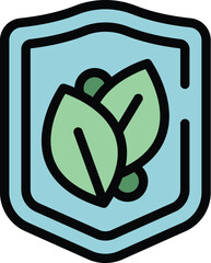 Poster - eco shield icon outline vector. energy plant. power recycle color flat