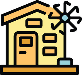 Poster - eco house icon outline vector. ecology plant. free energy color flat