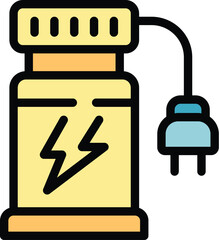 Poster - eco bio plug icon outline vector. ecology energy. water recycle color flat