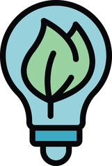 Poster - eco bulb icon outline vector. ecology energy. water leaf color flat