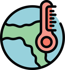 Poster - global warming icon outline vector. eco resource. energy plant color flat