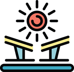 Poster - solar energy panel icon outline vector. power plant. coal factory color flat
