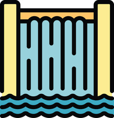 Poster - hydropower icon outline vector. power energy. eco renewable color flat