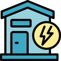 Poster - eco house energy icon outline vector. power plant. bio panel color flat