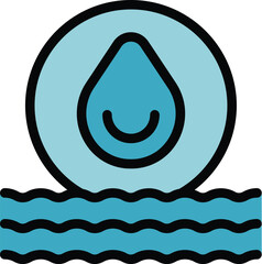 Poster - water drop energy icon outline vector. power plant. panel factory color flat