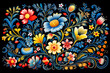 Pattern of folk art of floral ornament design for use a background.