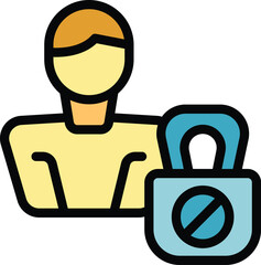 Poster - Deleting profile icon outline vector. Account avatar. Service bin color flat