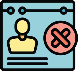 Poster - Web avatar icon outline vector. Social profile. Delete computer color flat