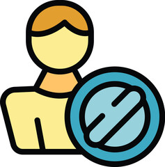 Poster - Delete character icon outline vector. Social profile. Service bin color flat
