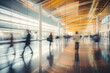 © Arthur - Airport Terminal with People in Motion, Fast Moving Motion Blur, Soft Focus - Global Transit - AI Generated