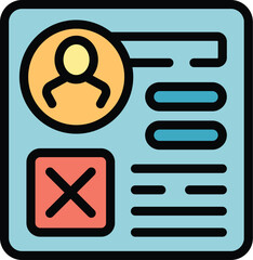 Poster - Active problem icon outline vector. Social account. Avatar profile color flat