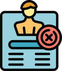 Poster - Network avatar icon outline vector. Social account. Web delete color flat