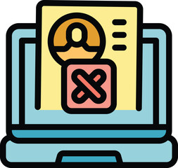 Poster - laptop account icon outline vector. web deleting. avatar network color flat