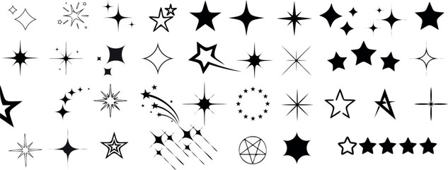 Wall Mural - star vector illustration: a captivating black and white vector illustration featuring a diverse coll
