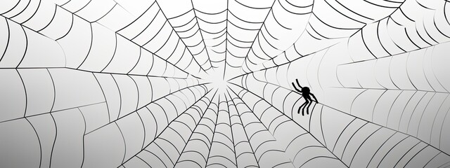 Spider web silhouette on a white backgound. Halloween theme. Generative AI