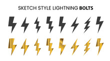 Sketch Style Lightning Bolts. Vector Sketch Style Lightning Bolts