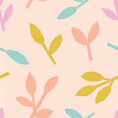Wall Mural - Beautiful seamless pattern with cut out Leaves. Vector botanical texture. Minimalistic natural background