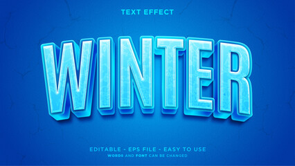 Fototapete - Blue winter 3d editable text effect