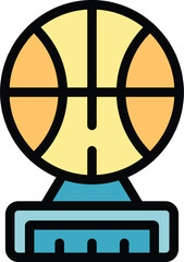 Canvas Print - Basketball cup icon outline vector. Trophy prize. Star win color flat