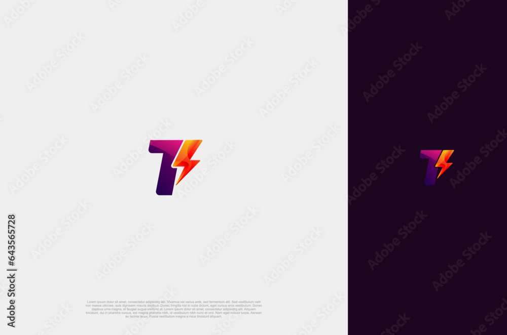 Initial Letter T with bolt logo. Lighting Dynamic letter. Thunderbolt ...