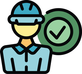 Poster - Engineer icon outline vector. Work machinery. Industry people color flat