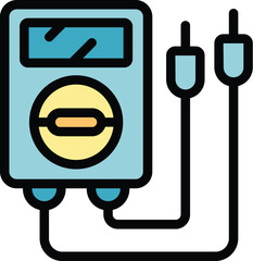 Poster - Engineer factory multimeter icon outline vector. Work machine. Process machinery color flat