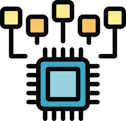 Poster - Engineer factory processor icon outline vector. Work machine. Computer operator color flat