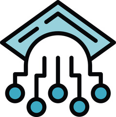 Poster - Ai engineer factory icon outline vector. Machinery process. Computer operator color flat
