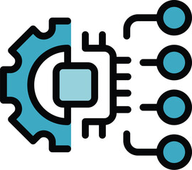 Poster - Engineer processor icon outline vector. Worker process. Computer operator color flat